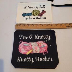 2 New Knit Knitting Bag Bags Storage Sew Sewing Gag Gift Funny Craft Crafting